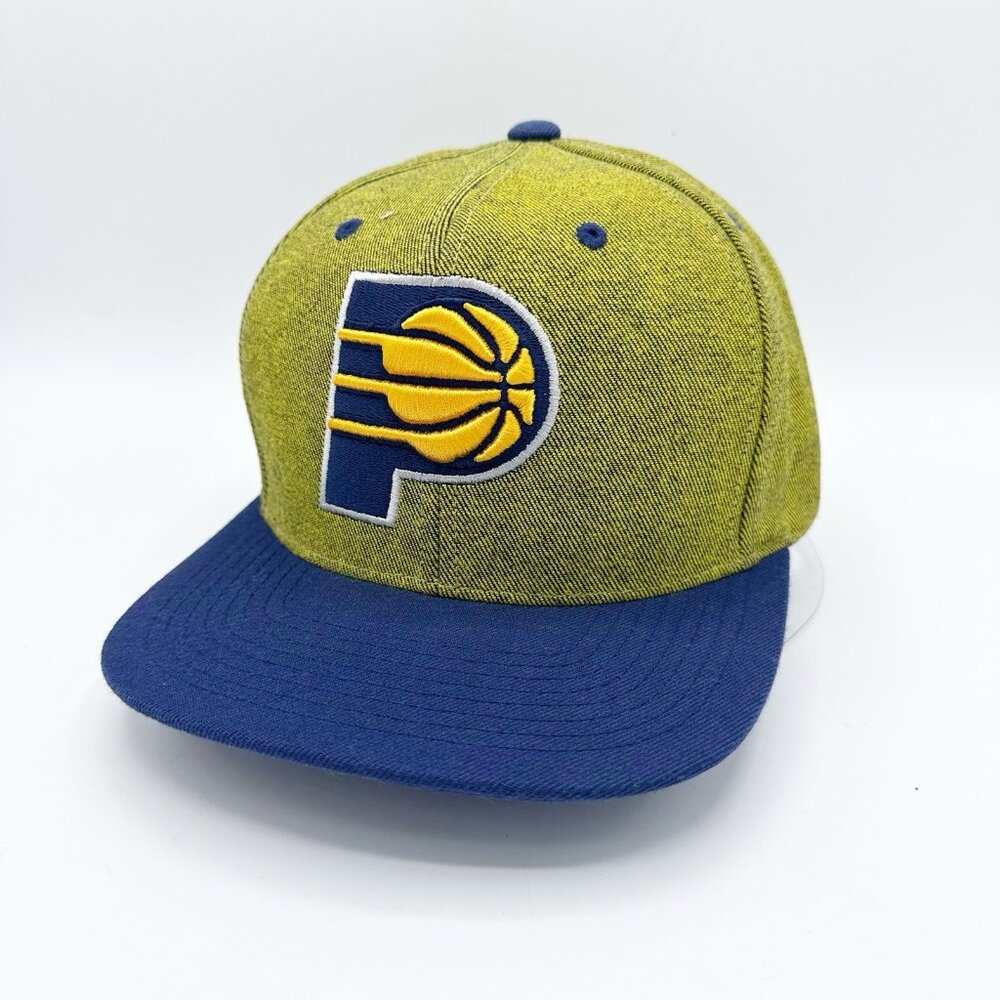 Men's Inidiana Pacers Mitchell & Ness Heather Gold / Blue Two Tone Snapback Hat
